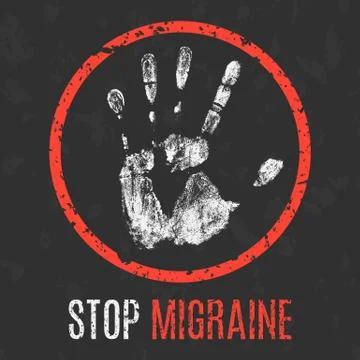 Vector illustration. Human diseases. Stop migraine. Illustration
