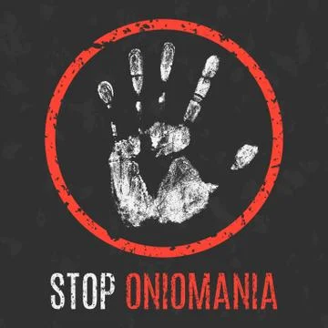 Vector illustration. Human diseases. Stop oniomania. Stockillustratie