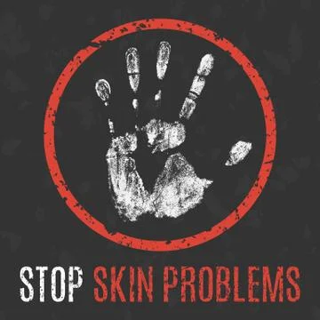 Vector illustration. Human diseases. Stop skin problems. Stock Illustration