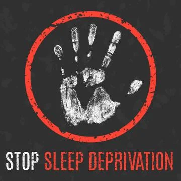 Vector illustration. Human diseases. Stop sleep deprivation. Ilustração Stock
