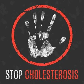 Vector illustration. Human diseases. Stop cholesterosis. Illustration