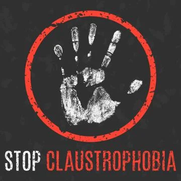 Vector illustration. Human diseases. Stop claustrophobia. Illustration