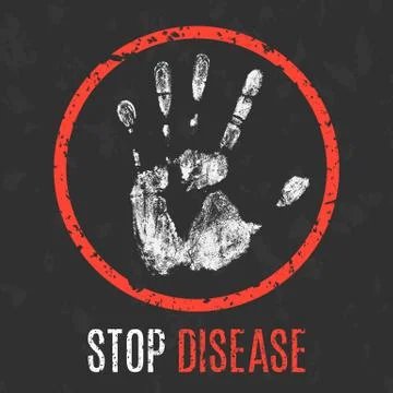 Vector illustration. Human diseases. Stop disease. 스톡 일러스트
