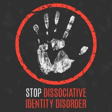 Vector illustration. Human diseases. Stop dissociative identity disorder. Stock Illustration