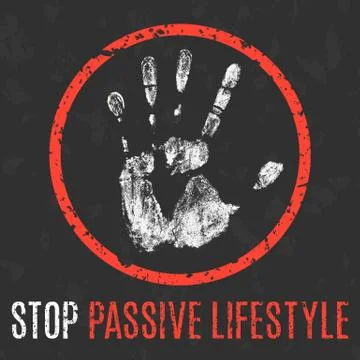 Vector illustration. Human diseases. Stop passive lifestyle. Stock Illustration