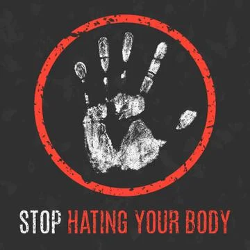 Vector illustration. Human diseases. Stop hating your body. 스톡 일러스트