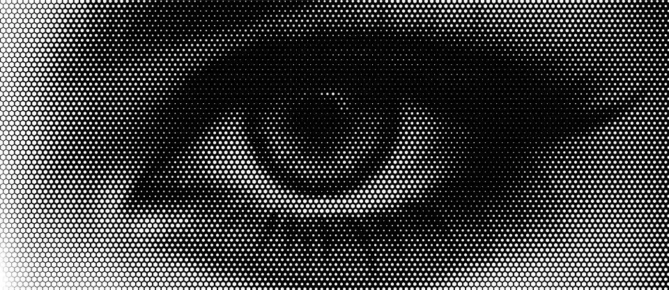 Vector illustration of a human eye made using a halftone hexagon pattern. Stock Illustration
