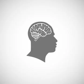 Vector illustration of human head with brain Stock Illustration