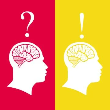 Vector illustration of human heads with brain. problem and solution concept 스톡 일러스트