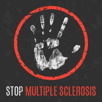 Vector illustration. Human sickness. Stop multiple sclerosis. 스톡 일러스트