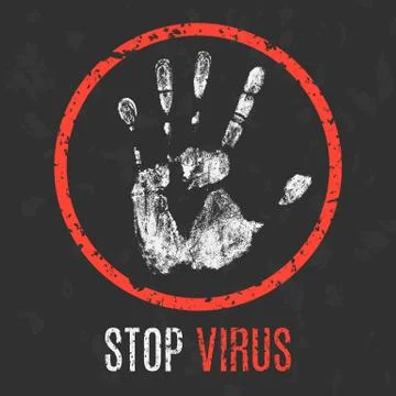Vector illustration. Human sickness. Stop virus. Stock Illustration