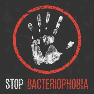 Vector illustration. Human sickness. Stop bacteriophobia 스톡 일러스트