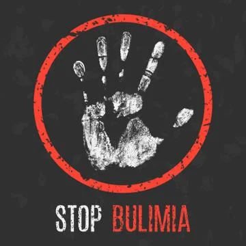 Vector illustration. Human sickness. Stop bulimia. イラスト素材