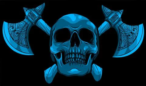 Vector illustration of human skull with ax Stock-Illustration