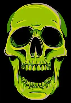 Vector illustration of human skull on black background Stock Illustration