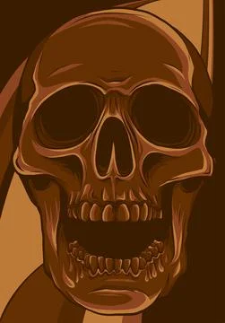 Vector illustration of human skull in colored background Stock-Illustration