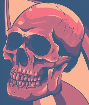 Vector illustration of human skull in colored background Stock Illustration
