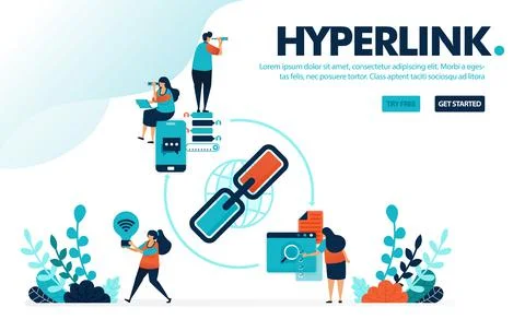 Vector illustration hyperlink and share. People share link for promotion and  Stock-Illustration