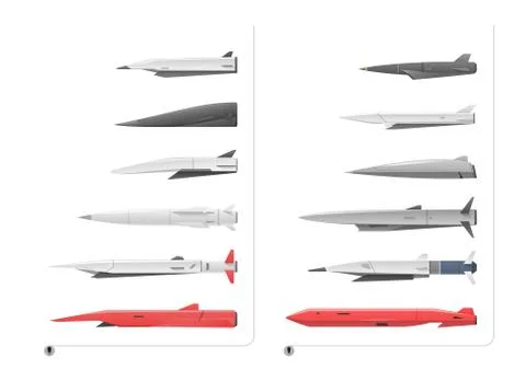 Vector illustration of hypersonic rockets on a white background. Stock Illustration