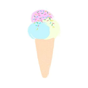 Vector illustration ice cream cone in cartoon style isolated on white Stock Illustration