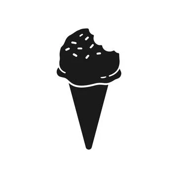 Vector illustration of an ice cream on cone with bite Stock Illustration