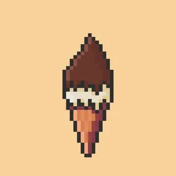 Vector Illustration of Ice Cream with Pixel Art Design Stock Illustration
