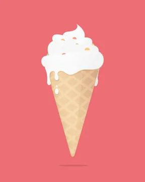 Vector illustration of ice cream is on a red background. Illustrazione stock