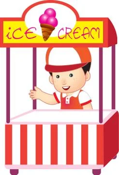 Vector illustration of Ice scream man Stock Illustration