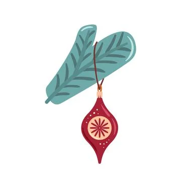 A vector illustration of a icicle with a delicate snowflake, hanging from a pine Stock Illustration