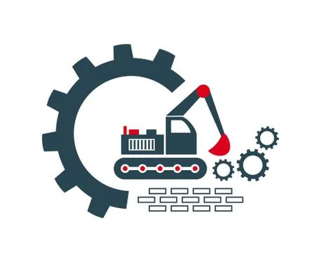 Vector illustration of the icon and logo of the excavator Stock Illustration