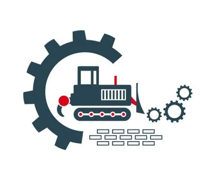 Vector illustration of the icon and logo of a bulldozer Stock Illustration