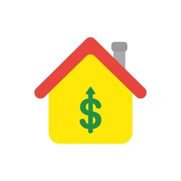 Vector illustration icon concept of dollar symbol arrow moving up inside hous Stock Illustration