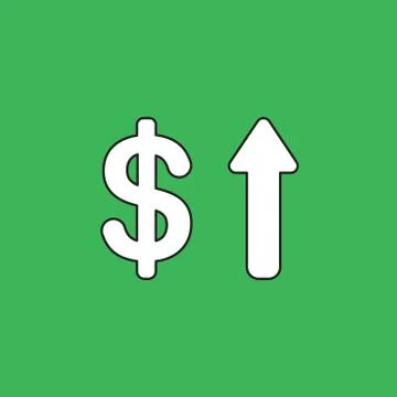 Vector illustration icon concept of dollar with arrow moving up. Black outlin Stock Illustration