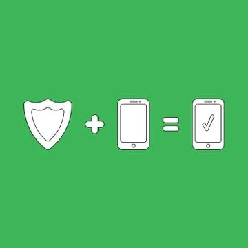 Vector illustration icon concept of guard shield protech smartphone. Illustrazione stock