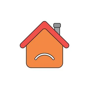 Vector illustration icon concept of house with sulking mouth. Black outlines  Illustrazione stock