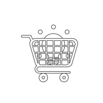 Vector illustration icon concept of light bulb inside shopping cart. Illustrazione stock