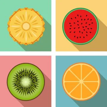 Vector illustration of icon fruit top view modern flat style  Stock Illustration