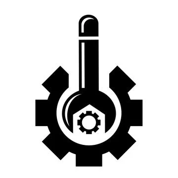 Vector illustration, icon, key and gear logo. Isolated on a white background. Stock Illustration