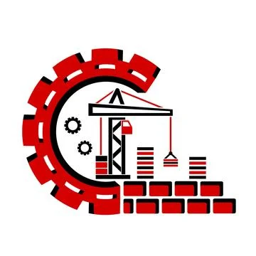 Vector illustration, icon, logo of a crane, construction industry.  Stock Illustration