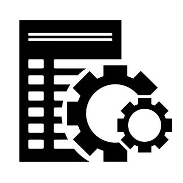 Vector illustration, icon, logo of the list and gears. Stock Illustration