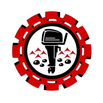Vector illustration, icon, logo of an outboard boat motor	 Stock Illustration