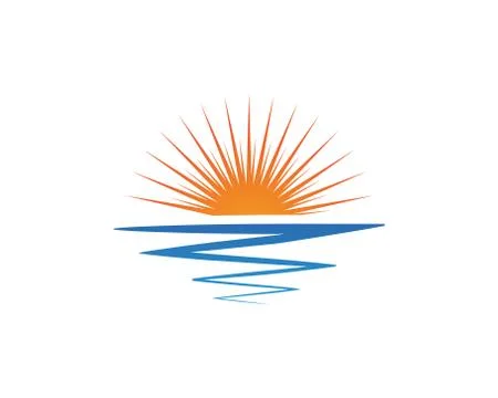 Vector illustration Icon Logo Template Sun over horizon Ilustração Stock