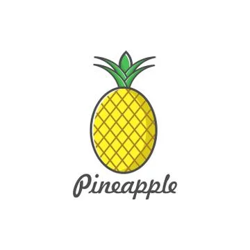Vector illustration icon pineapple flat design color full Stock Illustration