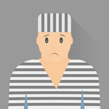 Vector illustration. Icon prisoner. prisoner in striped uniform. Stock Illustration