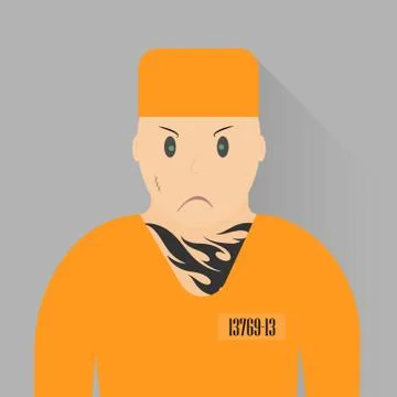 Vector illustration. Icon prisoner. Recidivist in orange uniforms. The crimin Stock Illustration