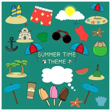 Vector Illustration of Icon Summer Time Theme Stock Illustration