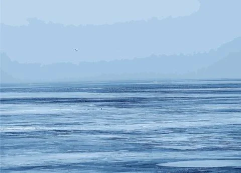 Vector illustration of an icy river surface. Texture of ice and water fragmen Stockillustratie