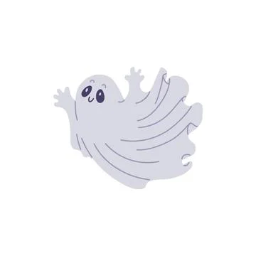 Vector illustration with an image a cute flying ghost on a white background Illustrazione stock