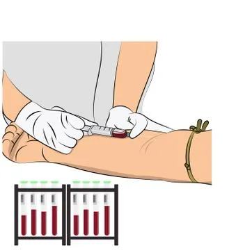 Vector illustration image a doctor using a needle to draw blood Illustrazione stock