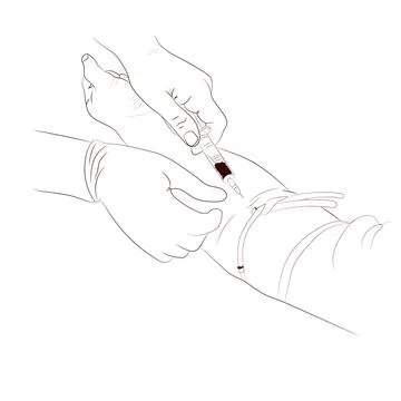 Vector illustration image a doctor using a needle to withdraw blood Stock Illustration